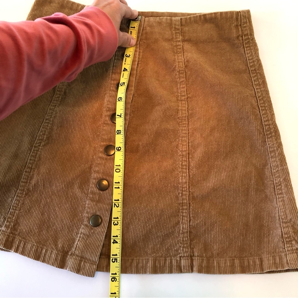 Wishlist Corduroy A-Line Mini Skirt Caramel Brown Snap Button Front Women’s S - Picture 12 of 13